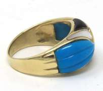 Fabulous Turquoise, Onyx, Mop and Diamond Ring