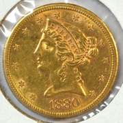 Lustrous BU 1880-S US $5 Liberty Gold Piece