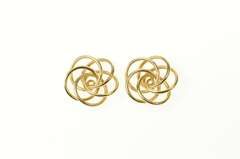 14K Yellow Gold Spiral Design Retro Stud Enhancer Earring Jackets