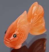 Adorable 17.54ct Agate and Sapphire fish carving