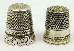 2 Antique Sterling Silver Thimbles