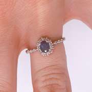 14kt Gold, Blue Sapphire, & Diamond Cocktail Ring