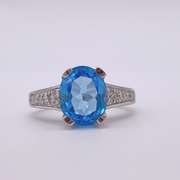 14kt Gold,Blue Topaz , & Diamond Cocktail Ring