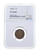 VF30 BN 1908-S Indian Head Cent - Graded NGC