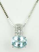 Elegant 14K Aquamarine & Diamonds Necklace