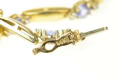 14K Yellow Gold Oval Tanzanite Diamond Oval Bar Link Bracelet