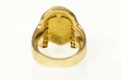 18K Yellow Gold Egyptian Diamond Sapphire Emerald Cleopatra Ring