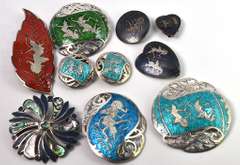 Lot of Sterling Silver Brooches and Clip-On Earrings