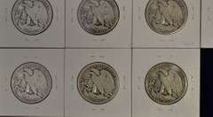Lot Of Ten Circulated Walking Liberty Half Dollars.