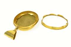 18K Yellow Gold Black Onyx Mosaic Dove Mourning Photo Locket Pendant