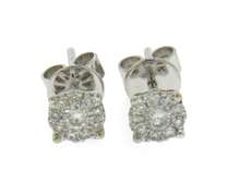 Brilliant White Gold Diamond Halo Cluster Earrings