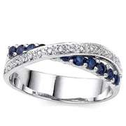 2/3 CT GENUINE SAPPHIRE & DIAMOND 925 STERLING SILVER BAND RING