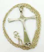 Vintage N.A. Indian Large Sterling Turquoise Cross & Chain