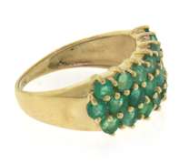 Fabulous Yellow Gold 3 Row Emerald Band