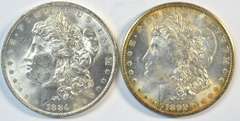 Nearly Gem BU 1884-O & 1899-O Morgan Silver Dollars