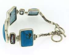 Sterling Silver Turquoise & Mystic Topaz Bracelet