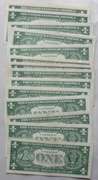 15 Mixed Series Near Unc $ 1 Silver Certificates