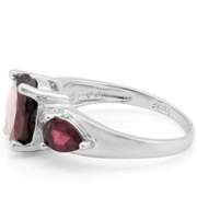 4.54 CT GARNET & DIAMOND 925 STERLING SILVER RING