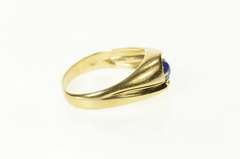 14K Yellow Gold Men's Syn. Blue Star Sapphire Retro Ring