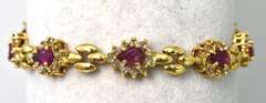 Stately Ruby & Diamond Bracelet in 14KT Yellow Gold
