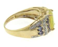 Fantastic Mexcian Fire Opal, Tanzanite and Diamond Ring