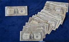Lot Of 35 Circulated $1 Silver Certificates, Includes 1 Star Note.
