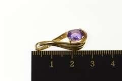 14K Yellow Gold Oval Amethyst Loop Design Drop Pendant