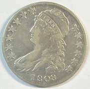 Scarce early 1808 Capped Bust Half Dollar. Nice circ