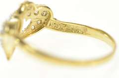 10K Yellow Gold Two Tone Pave Diamond Heart Love Promise Ring