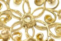 14K Yellow Gold Retro Pearl Natural Opal Round Cluster Pendant/Pin