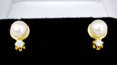 Lovely Pearl & Diamond Earrings, 14KT