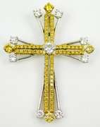 Finest 18K Gold Yellow & White Diamond Cross