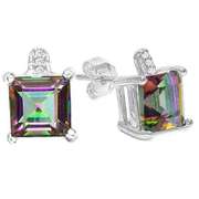 3 1/4 CARAT MYSTIC GEMSTONE 925 STERLING SILVER EARRINGS