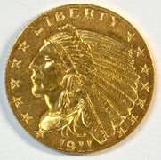 Flashy BU 1911 US $2.50 Indian Gold Piece