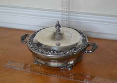 Antique Homan Silver Plate Covered Chafing Dish