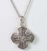 Detailed Cross Necklace in Sterling Silver
