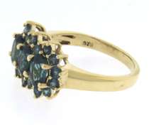 Wonderful 3 Stone Blue Topaz Yellow Gold Ring
