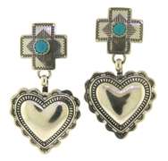Sterling Silver Cross And Heart Dangle Earrings