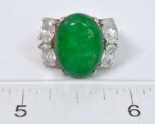 Bold Chrysoprase & CZ Ring in Sterling Silver