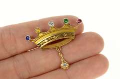 14K Yellow Gold Order of the Eastern Star Diamond Crown Pin/Brooch