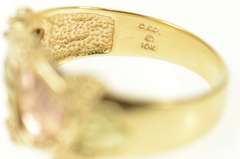 10K Yellow Gold Textured Black Hills Leaf Statement Band Ring