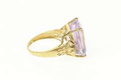 10K Yellow Gold Emerald Cut Amethyst Solitaire Cocktail Ring
