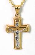 Beautiful Crucifix Necklace in 2-Tone 14KT Gold