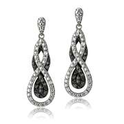 1/4 Ct Black & White Diamond Intertwining Infinity Dangle Earrings