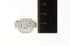 Sterling Silver Cushion Halo Statement Travel Engagement Ring