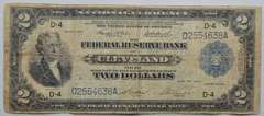 $ 2 Battleship 1914 Series Cleveland National Currency Note