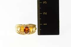 14K Yellow Gold Oval Garnet Citrine Graduated Statement Ring