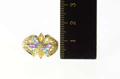 10K Yellow Gold Marquise Flower Cluster Filigree Diamond Ring