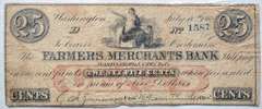 July 11 1862 25 Cents Farmers Merchants Bank Washington DC Note