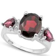 4.54 CT GARNET & DIAMOND 925 STERLING SILVER RING